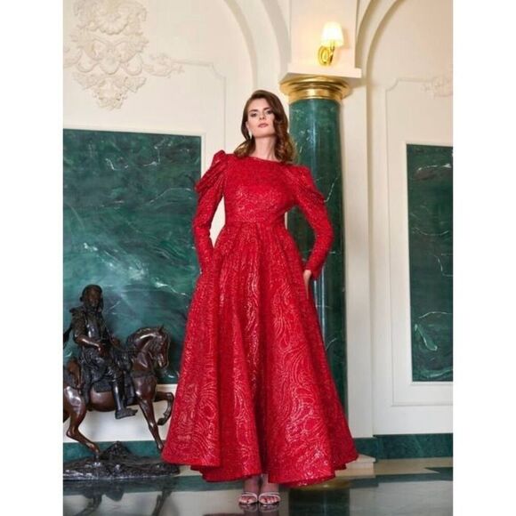 Vintage 80s Carolyne Roehm Opulent Evening Ball Gown XS Gala Royal Regency - Picture 16 of 16